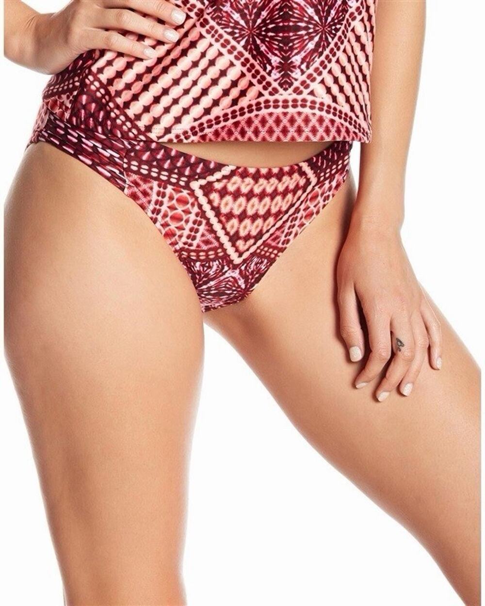 Kenneth Cole Size XL Hidden Paradise Red Tie Dye Bikini Swim Bottoms #95013 NWT